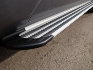 Пороги алюминиевые Slim Line Silver для SsangYong Actyon № SSANACT14-10S